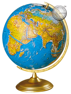 preview one of 12 Inch Physical Political Globe, Semi Meridian Mtg.